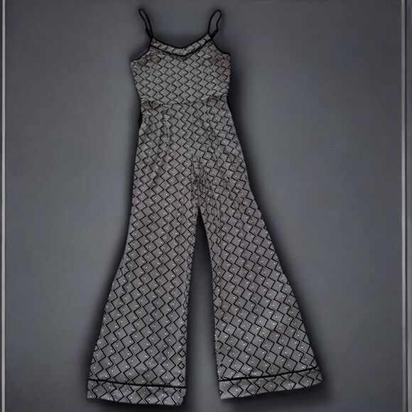 Anthropologie Monteau Jumpsuit Black & White Geometric Print Size Large - Picture 3 of 16
